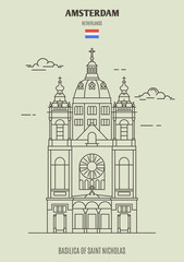 Naklejka premium Basilica of Saint Nicholas in Amsterdam, Netherlands