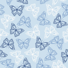 Seamless pattern with colored butterflies. Vector illustration