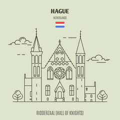 Ridderzaal in Hague, Netherlands. Landmark icon