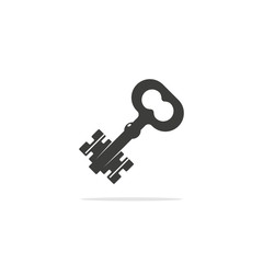 Monochrome vector illustration of a key, isolated on a white background.