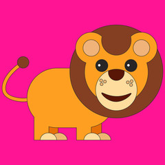 Lion in cartoon flat style.