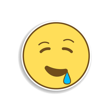drooling colored emoji sticker icon. Element of emoji for mobile concept and web apps illustration.