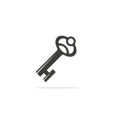 Monochrome vector illustration of a key, isolated on a white background.
