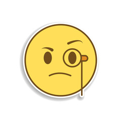 scrutinizes colored emoji sticker icon. Element of emoji for mobile concept and web apps illustration.
