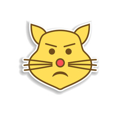 disgruntled cat colored emoji sticker icon. Element of emoji for mobile concept and web apps illustration.