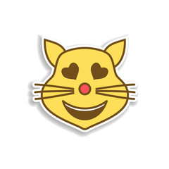 in love cat colored emoji sticker icon. Element of emoji for mobile concept and web apps illustration.