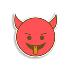 hell with the tongue sticking out colored emoji sticker icon. Element of emoji for mobile concept and web apps illustration.