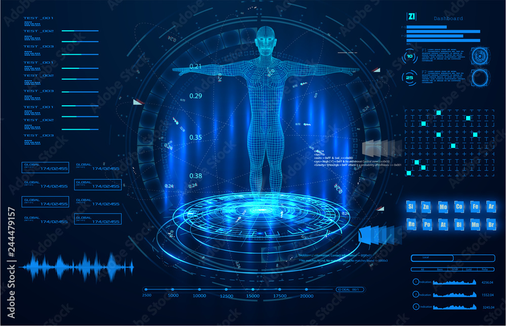 Poster abstract technology ui futuristic concept hud interface hologram elements of digital data chart, com