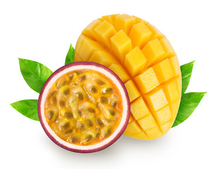 Isolated mango and passion fruit