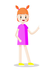 Vector drawing girl on white background