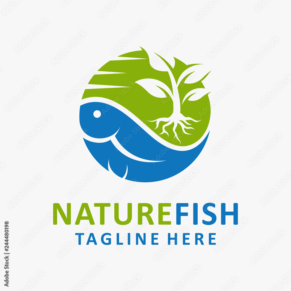 Wall mural nature fish logo design - Wall murals