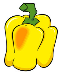 drawn yellow cartoon bell pepper