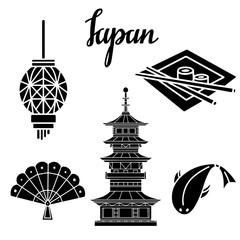 Japan black silhouettes