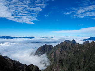 Mountainous landscape with sky and beautiful mist