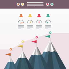 Mountain Cimbing Vector Business Infographic Design. Success and Career Concept.