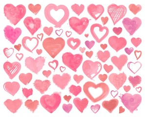 Fototapeta na wymiar Hearts icons hand drawn for Valentines Day