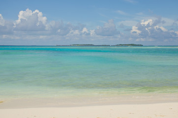 The landscape water turquoise of the Indian Ocean the island of Maldives