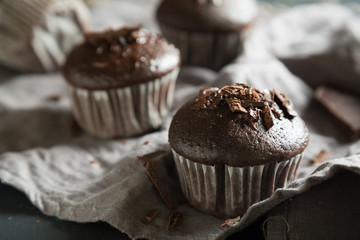 Chocolate Muffins on the Table