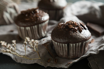 Chocolate Muffins on the Table