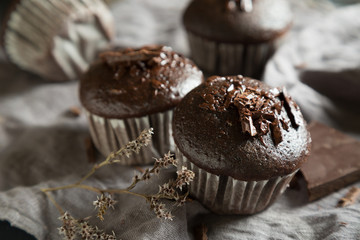 Chocolate Muffins on the Table