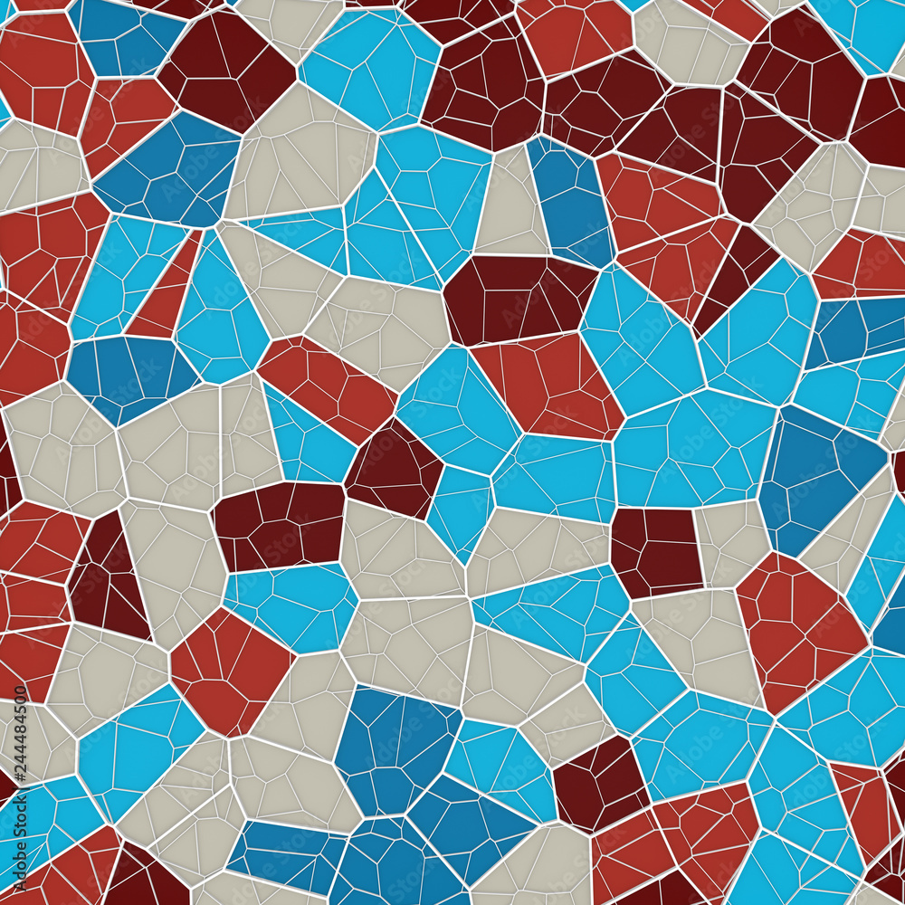 Aufkleber Abstract geometrical concept voronoi low poly tesselated pattern. 3d rendering