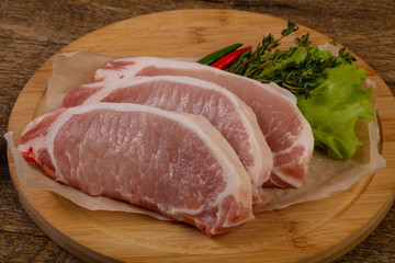 Raw pork steak