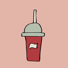 fast food. glass of milkshake. hand drawn vector illustration
