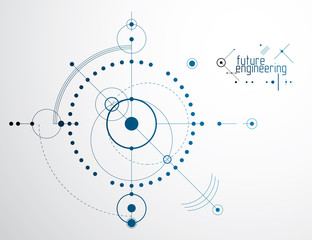 Obraz premium Futuristic abstract vector technology background. Mechanical engineering wallpaper.