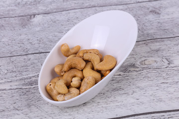 Cashew nuts heap in the bowl