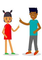 Vector illustration of cheerful teenagers on white background