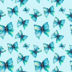 pattern with blue butterfly