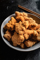 Delicious crispy fried chicken breast strips.