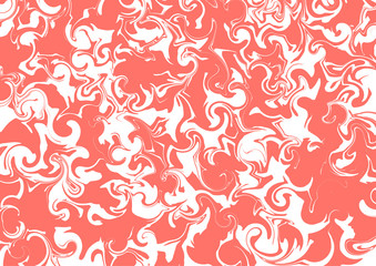 Marble background in living coral and white colors