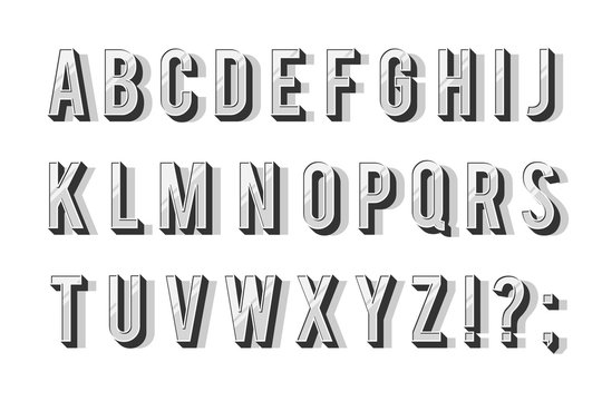 Modern alphabet with a shadow