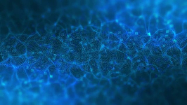 Abstract mesh waves with squares background. 4K UHD motion animation loop.