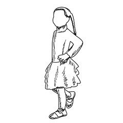 faceless kids, sketch, lines