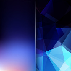 Abstract geometric style dark blue background. Blur background with glass. Vector illustration