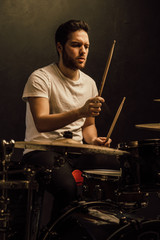Fototapeta na wymiar professional drummer details
