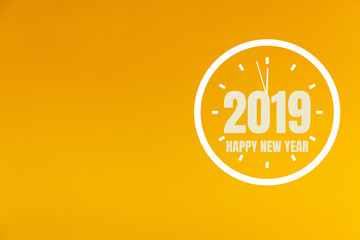 2019 New Year on orange background.