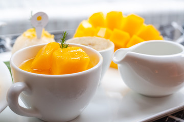 Mango and sticky rice,Thai style tropical dessert.