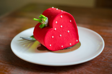 Beautiful red heart cake for valentine day