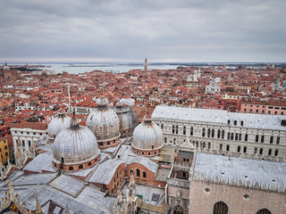 Fototapeta na wymiar View from from Campanile di San Marco, the bell tower of St Marks Basilica, Venice, Italy