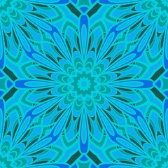 Blue color seamless floral pattern. Vector illustration. For design, fashion print