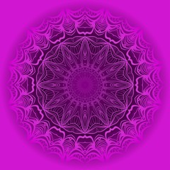 Purple color Mandala flower decoration. Vector floral ornament. Tribal ethnic fashion motif for paper, textile.