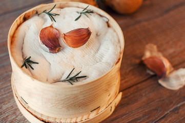 Mont d'or cheese. Traditional french authentic recipe - La boîte chaude. Delicious French Cheese.