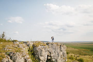 wedding in mountains, a couple in love
