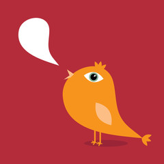 Simple hand drawn cartoon of singing bird