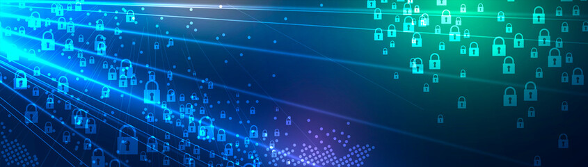 Naklejka premium Cybersecurity and information or network protection. Future technology web services for business and internet project