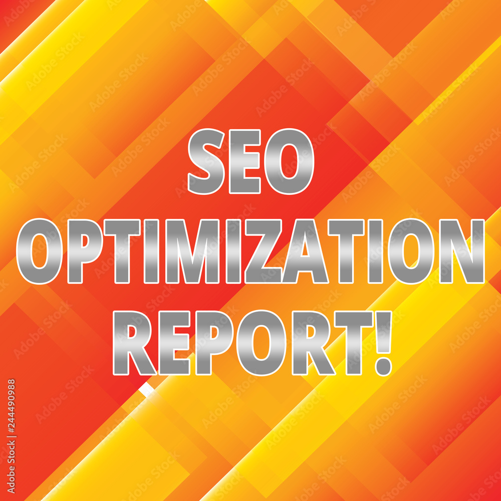 Fototapete word writing text seo optimization report. business concept for overview of a website perforanalysis