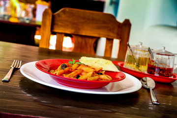 Indian macaroni with spicy 